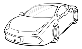 Ferrari 488 GTB drawing black and white clipart
