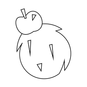 Hedgehog with red apple black and white clipart