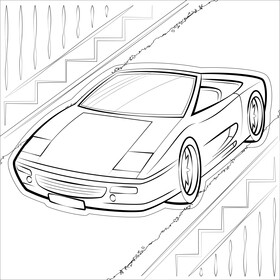 Ferrari F355 Spider black and white vector