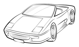 Ferrari F355 Spider drawing black and white clipart