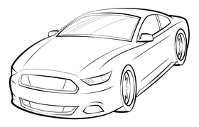 Ford Mustang drawing black and white clipart