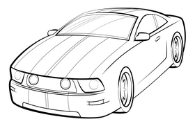 Ford Mustang drawing black and white clipart