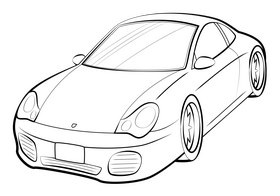 Porsche 911 drawing black and white clipart