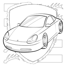 Porsche 911 black and white vector