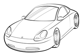 Porsche 911 drawing black and white clipart