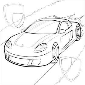 Porsche Carrera GT black and white vector
