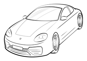 Porsche Panamera drawing black and white clipart