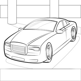 Rolls Royce black and white vector