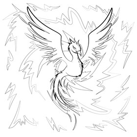 Phoenix drawing black and white vector