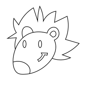 Hedgehog head black and white clipart