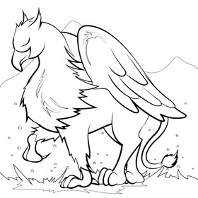 Griffin drawing black and white vector