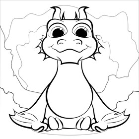 Dragon drawing black and white vector