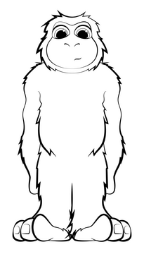 Bigfoot black and white clipart