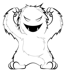 Monster black and white clipart