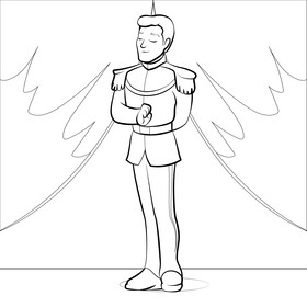 Prince charming drawing black and white vector