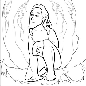 Tarzan drawing black and white vector