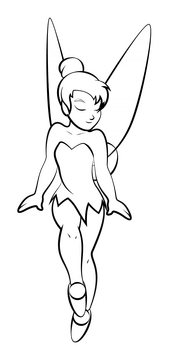 Tinkerbell black and white clipart