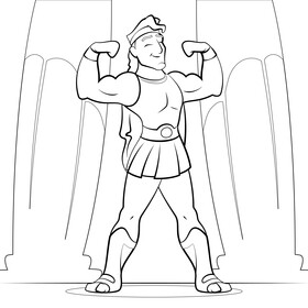 Hercules drawing black and white vector
