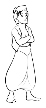 Aladdin black and white clipart