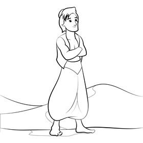 Aladdin drawing black and white vector