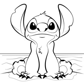 Stitch drawing black and white vector