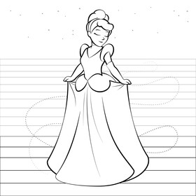 Cinderella drawing black and white vector