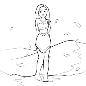 Pocahontas drawing black and white vector