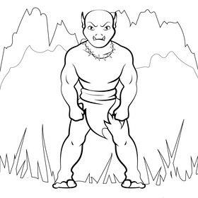 Orc drawing black and white vector