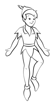 Peter pan black and white clipart