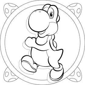 Yoshi drawing black and white vector