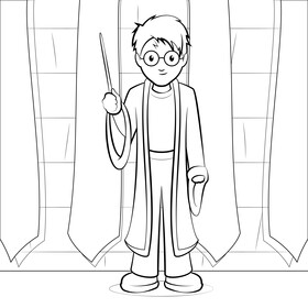 Harry potter drawing black and white vector