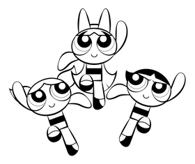 Powerpuff Girls cartoon black and white clipart free download