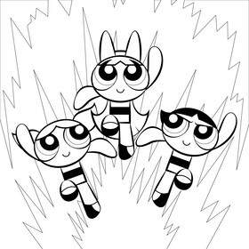 Powerpuff Girls black and white vector free download