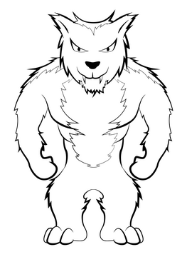 Werewolf black and white clipart