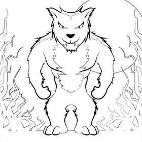 Werewolf drawing black and white vector