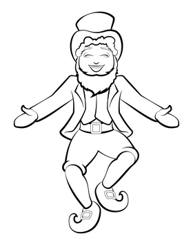 Leprechaun black and white clipart