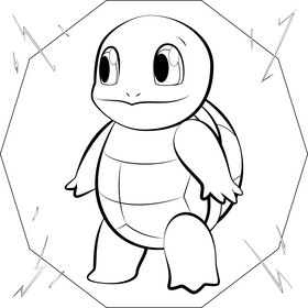Pokemon Squirtle drawing black and white vector