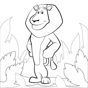 Madagascar Alex drawing black and white vector