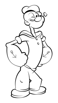Popeye black and white clipart