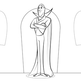 Dracula Hotel Transylvania drawing black and white vector