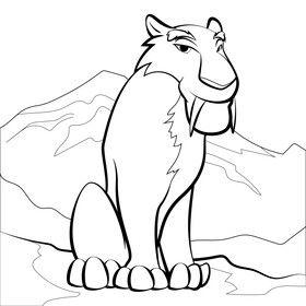 Ice Age Diego drawing black and white vector