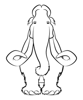 Ice Age Manny mammoth black and white clipart