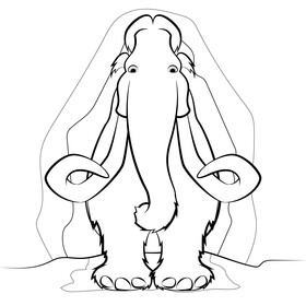 Ice Age Manny mammoth drawing black and white vector