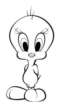 Looney Tunes Tweety bird black and white clipart