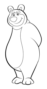 Masha and the bear black and white clipart