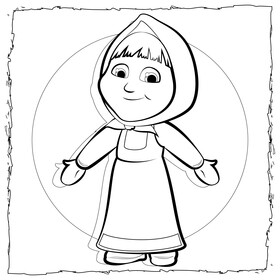 Masha and the bear drawing black and white vector