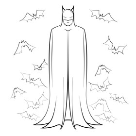 Batman drawing black and white vector