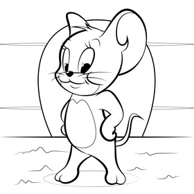 Tom and Jerry drawing black and white vector