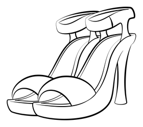 High heels black and white clipart