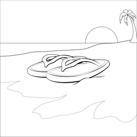 Flip flops black and white vector